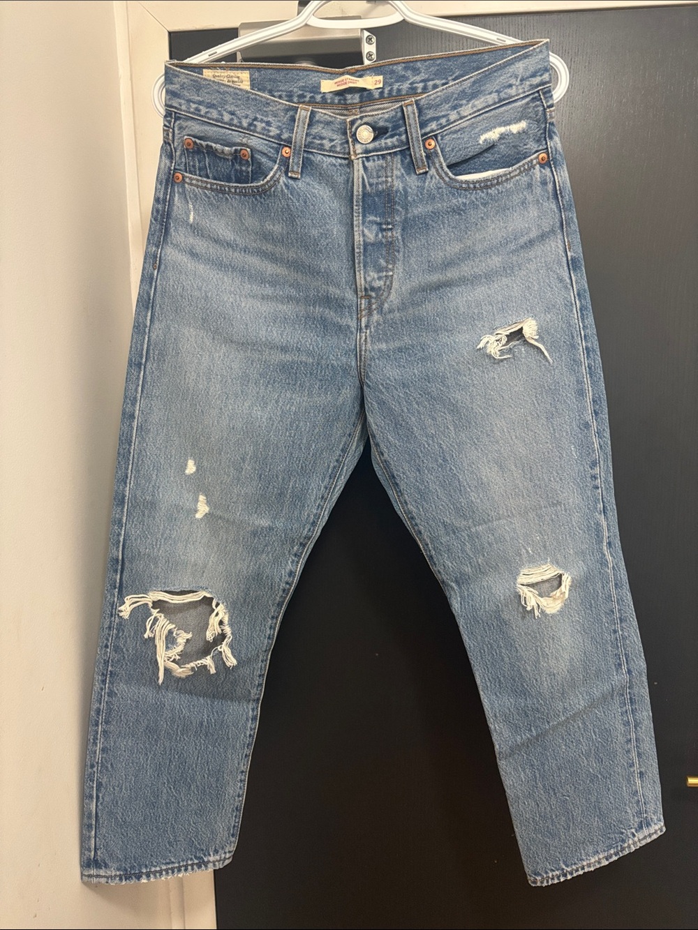 Levi's Distressed Light Blue Cropped Jeans
